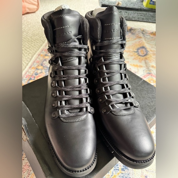 NIB Cole Haan zero grand hiker WP Black Rugged Boots black leather - Picture 2 of 6